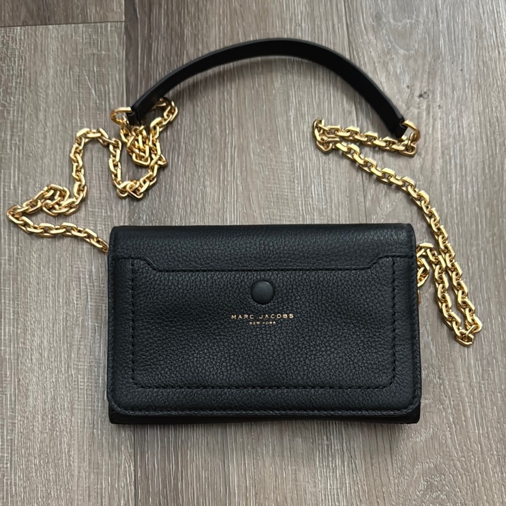Marc Jacobs Black Crossbody Bag with Gold Chain